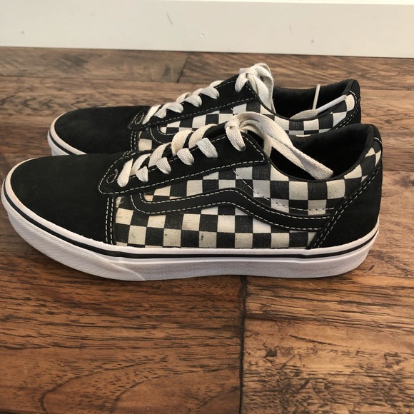 lace up vans checkered